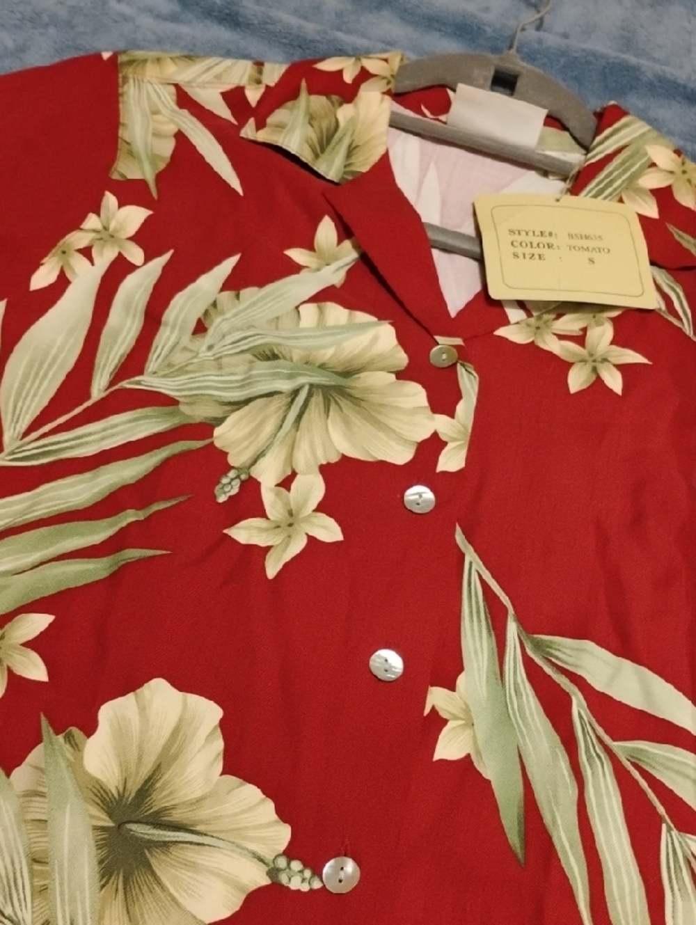 Vintage Banana Bay Red Floral Hawaiian Button-Up Size S - Picture 8 of 9